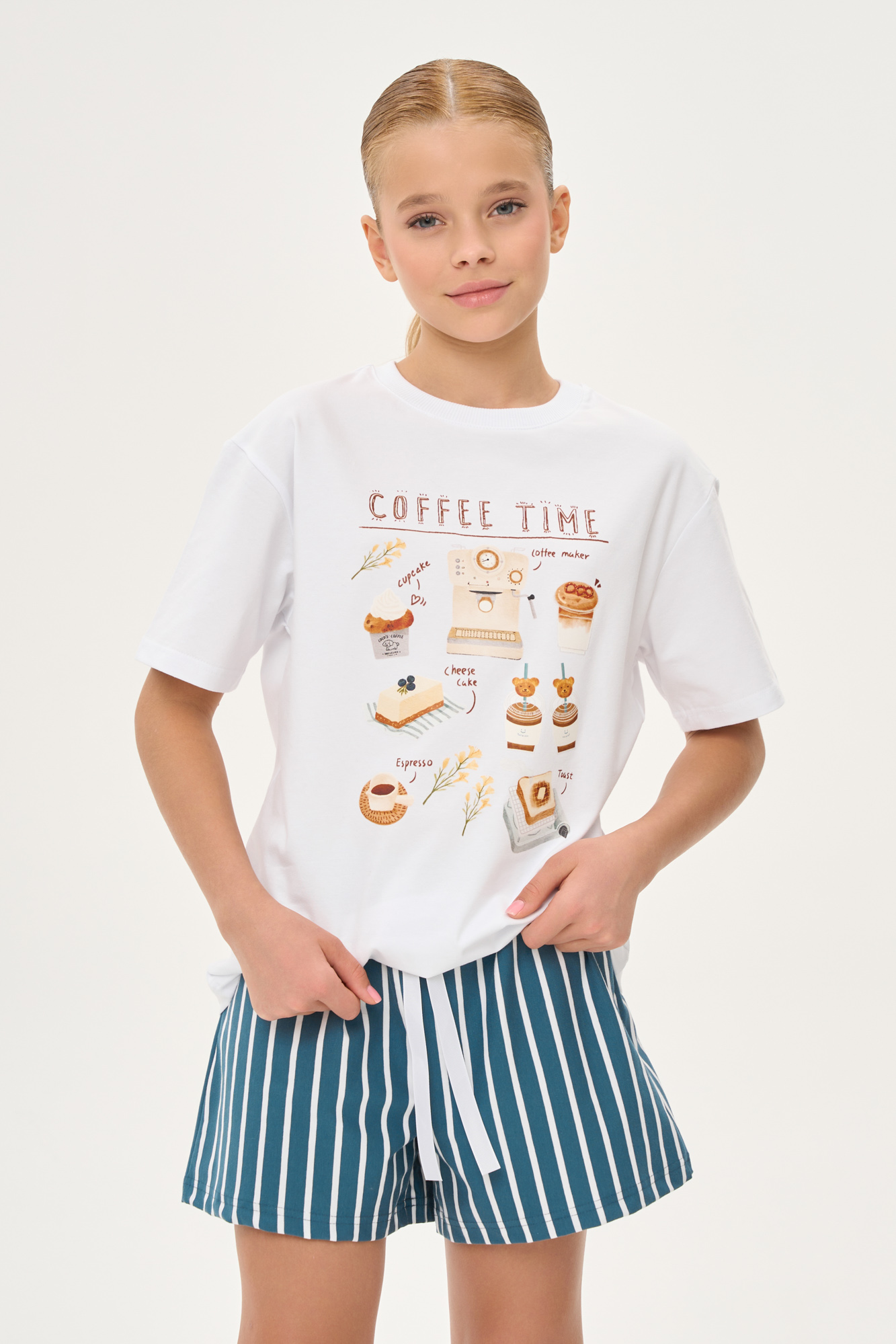 Комплект COFEE TIME с шортами (134 синий)